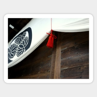 Curtain with red tassel Sticker